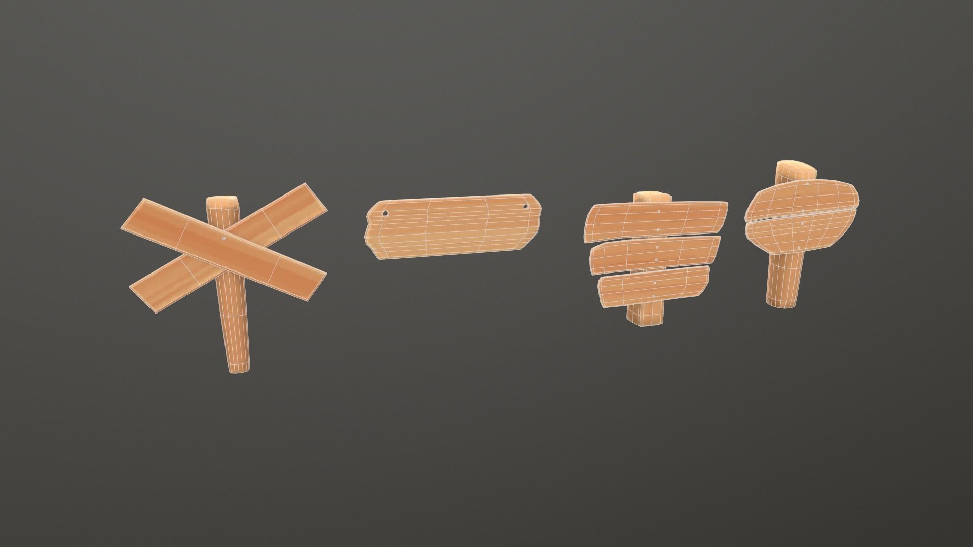 3D model Stylized Wooden signs Pack VR / AR / low-poly | CGTrader
