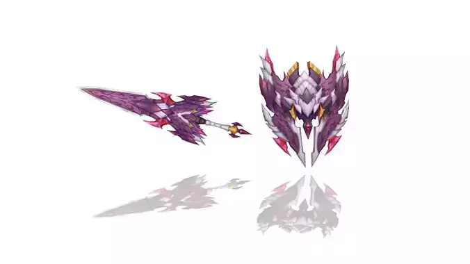 Demon Lord Sword and Shield Low-poly 3D model