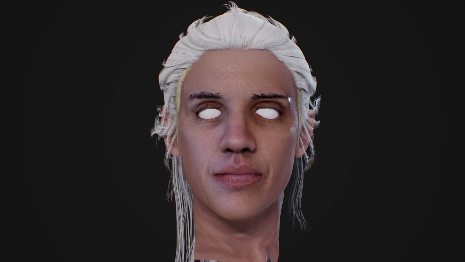 Realistic Female head textured Low-poly 3D model_9