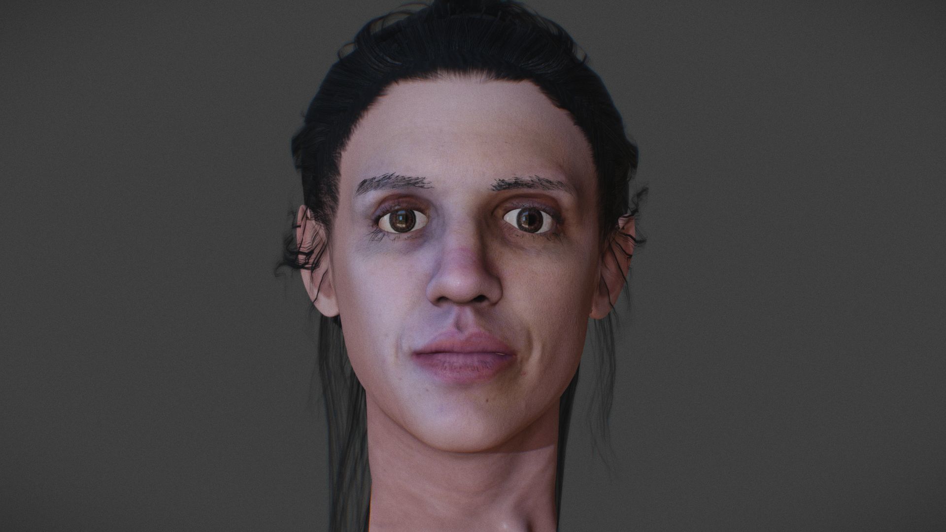 Realistic Female head textured Low-poly 3D model_5