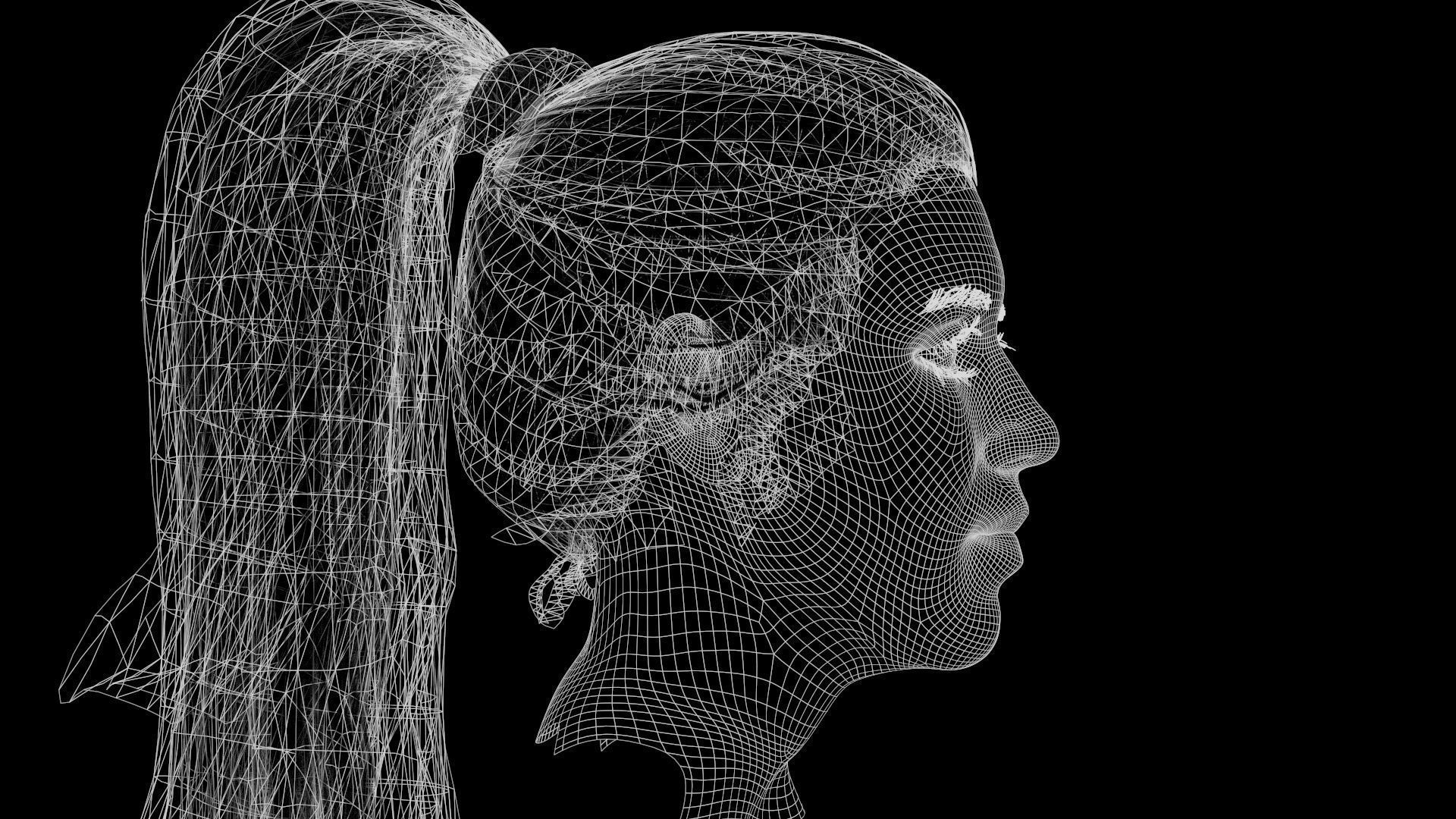 Realistic Female head textured Low-poly 3D model_8