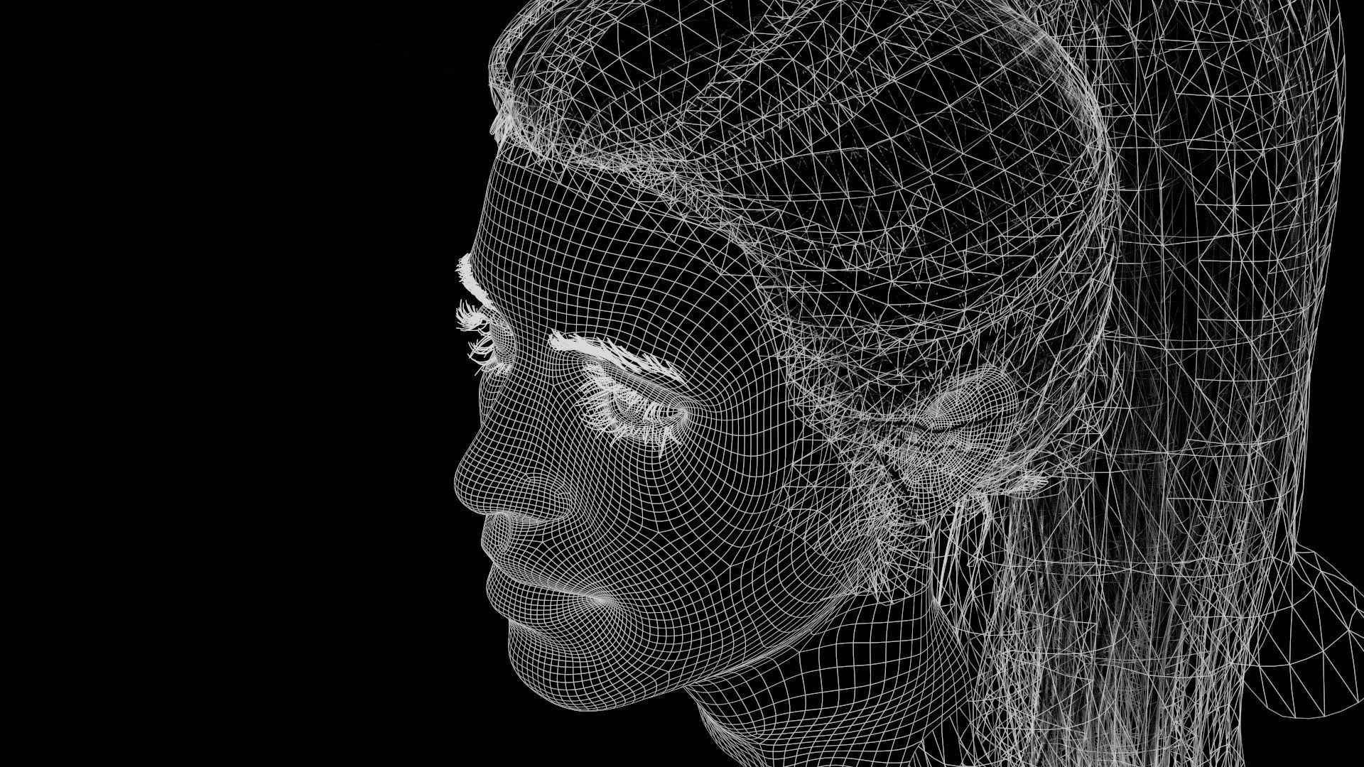 Realistic Female head textured Low-poly 3D model_3