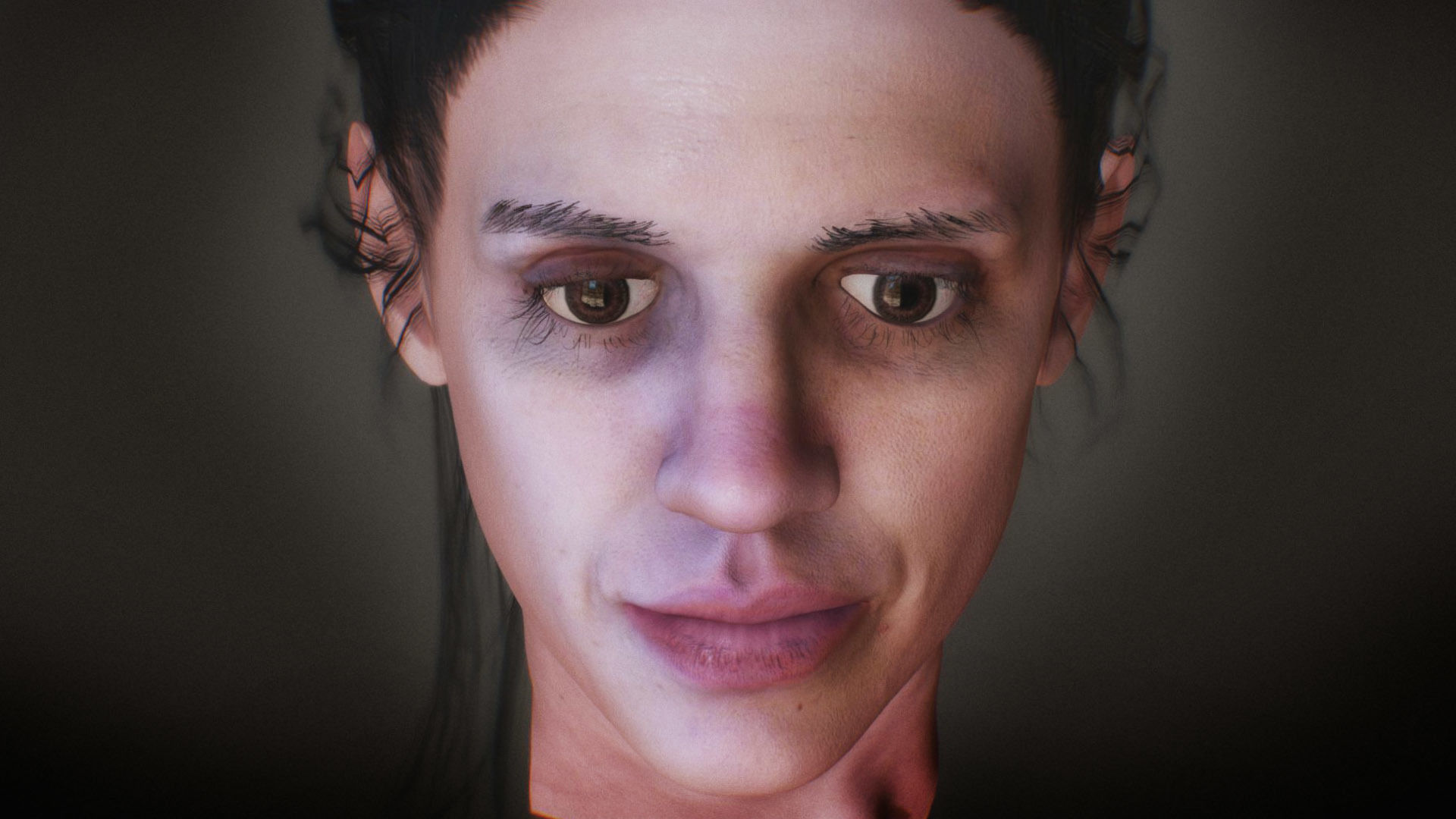 Realistic Female head textured Low-poly 3D model_12