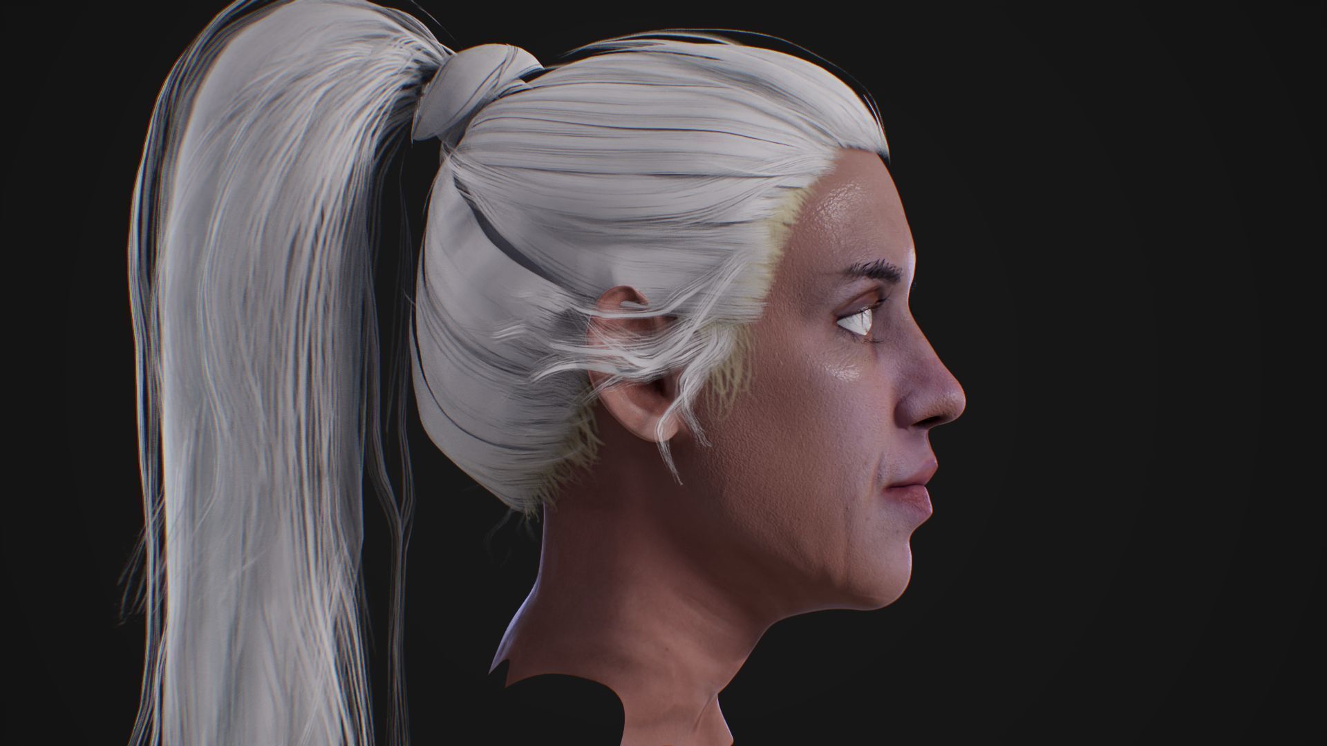 Realistic Female head textured Low-poly 3D model_7