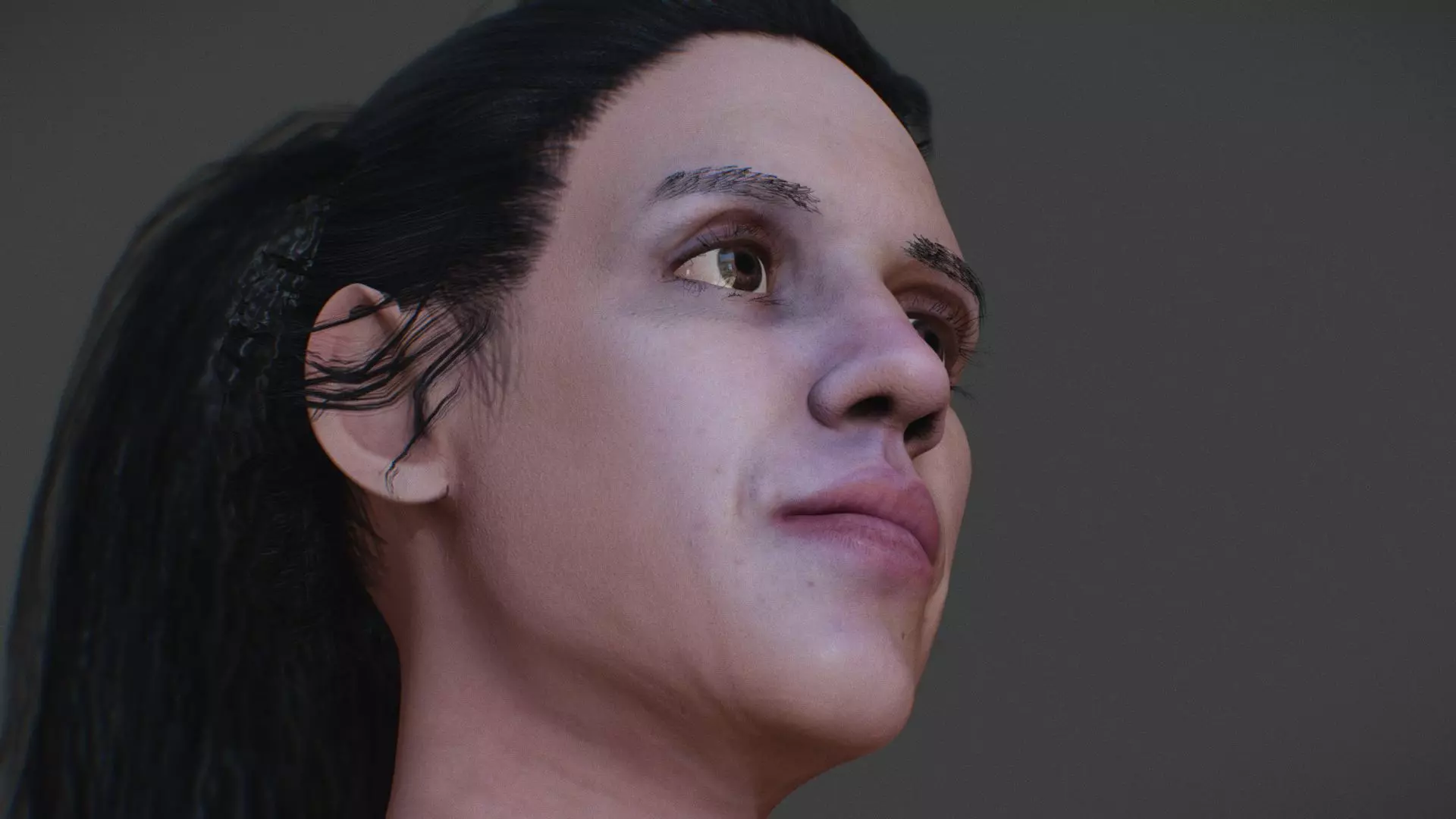 Realistic Female head textured Low-poly 3D model_0