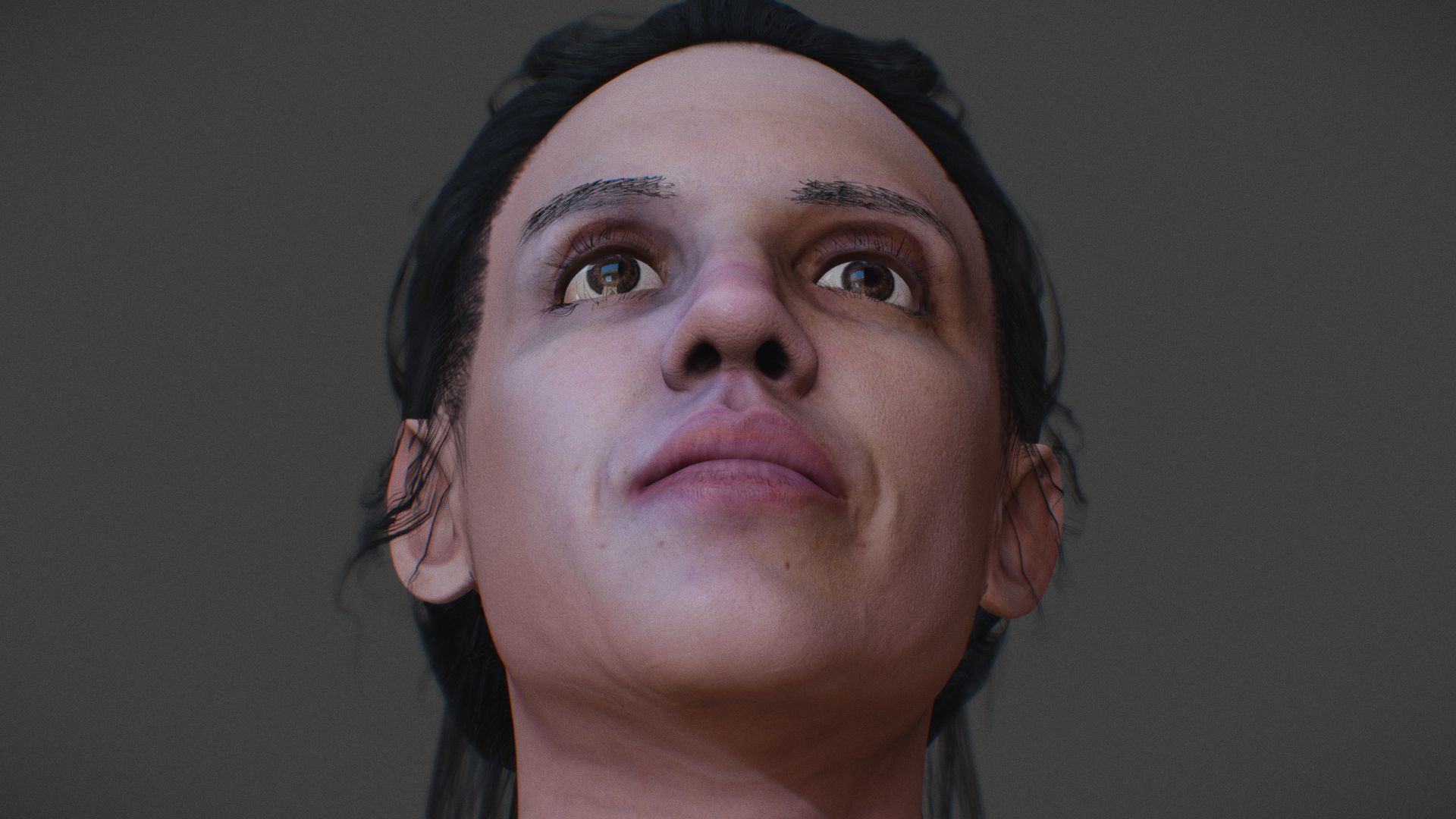 Realistic Female head textured Low-poly 3D model_4