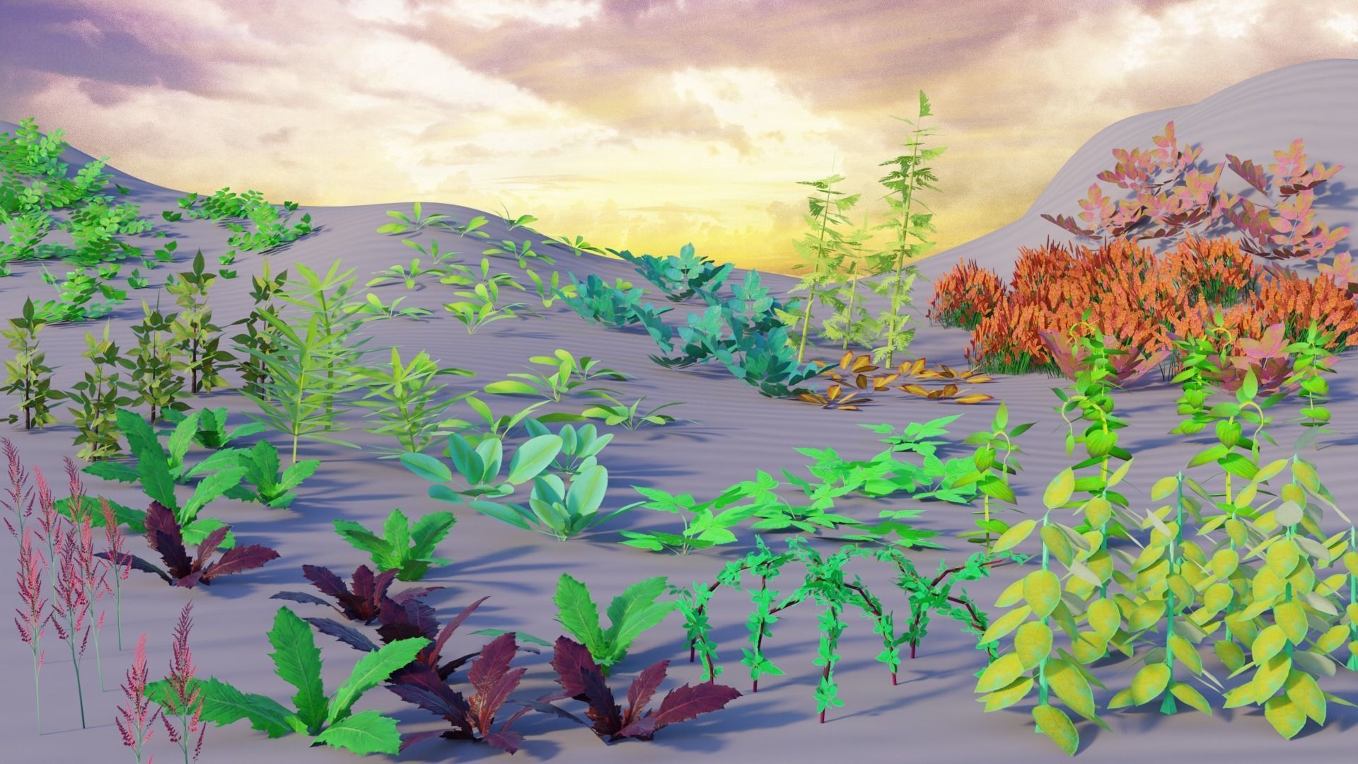 201 Plants - PBR Low-Grow Flora Collection Low-poly 3D model_10