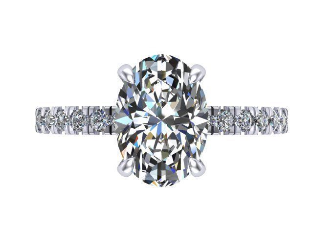 Oval Diamond Engagement Ring 3D print model_1