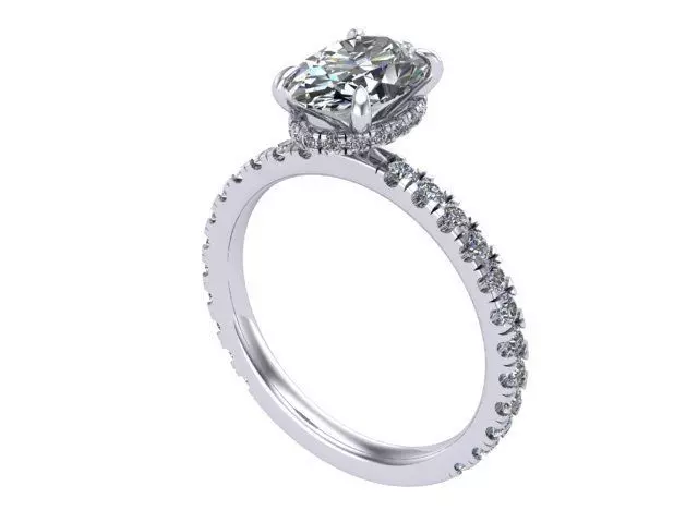 Oval Diamond Engagement Ring 3D print model_0