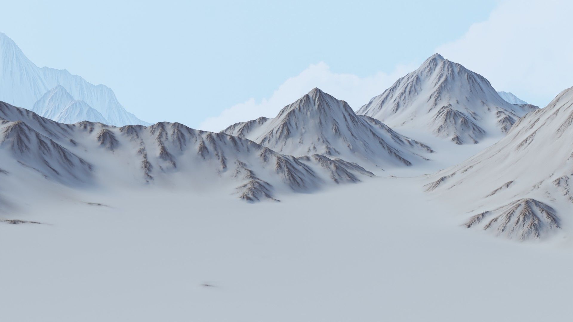 Snow Mountains Valley 3D model_6