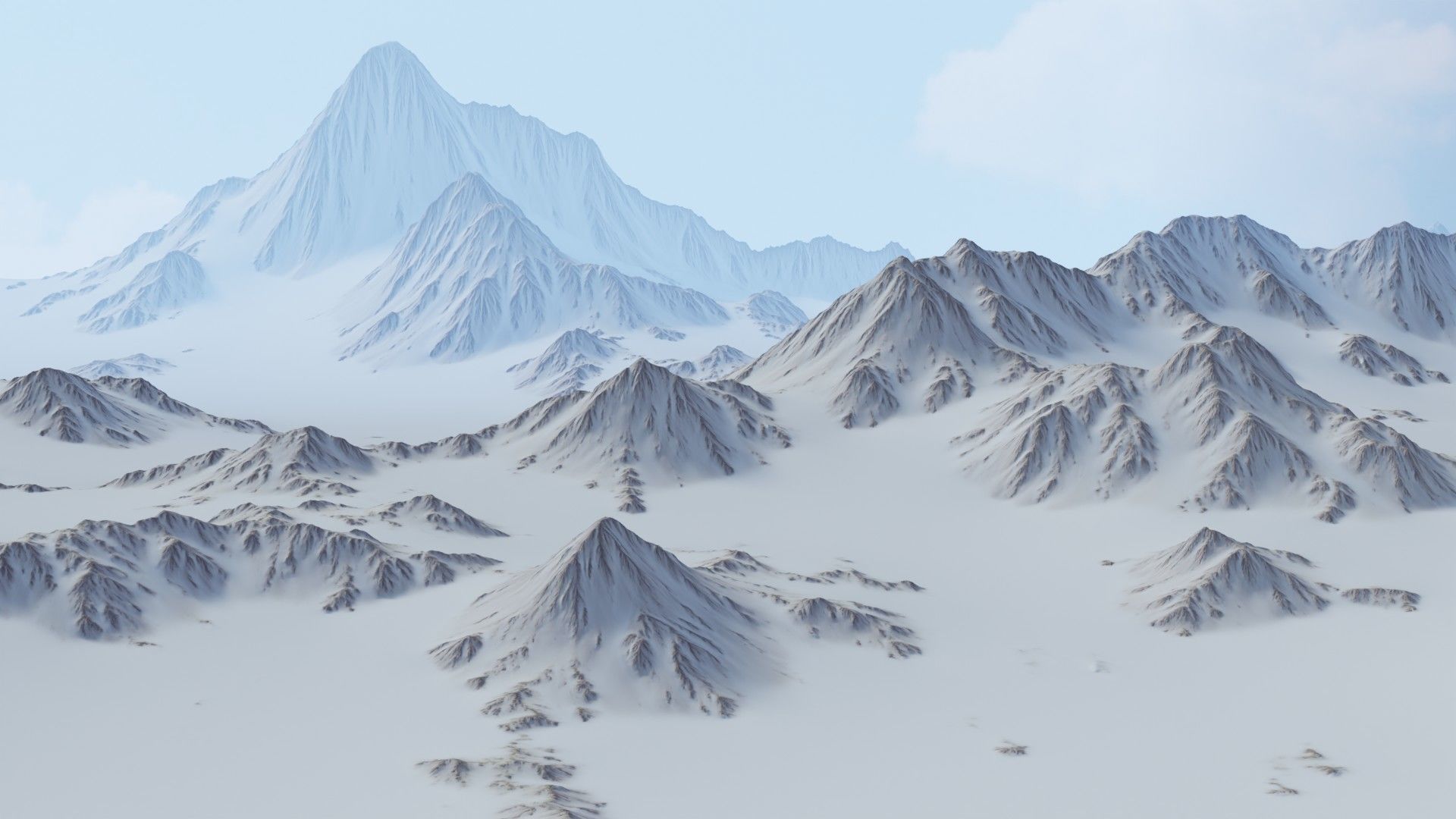 Snow Mountains Valley 3D model_1