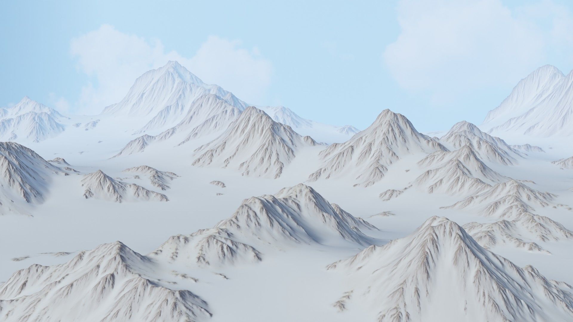 Snow Mountains Valley 3D model_5
