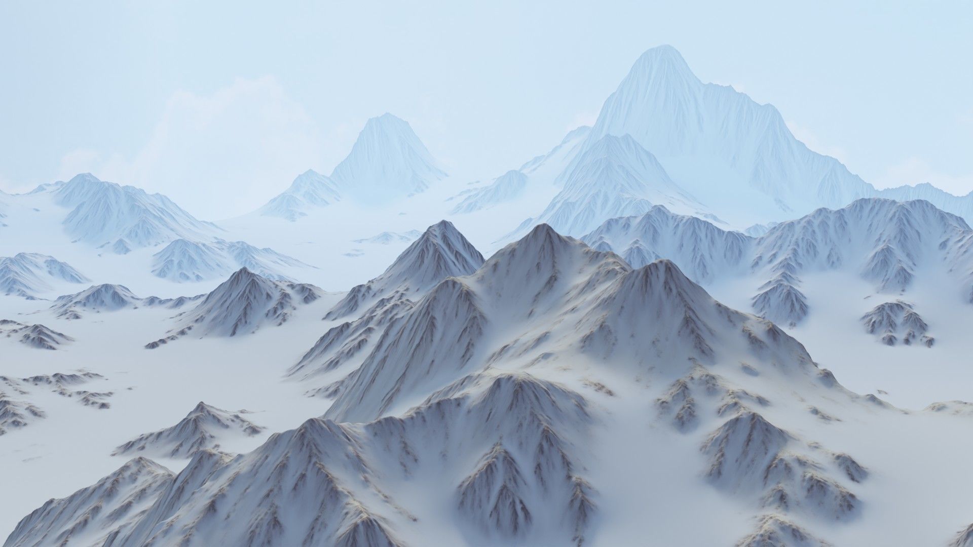 Snow Mountains Valley 3D model_3