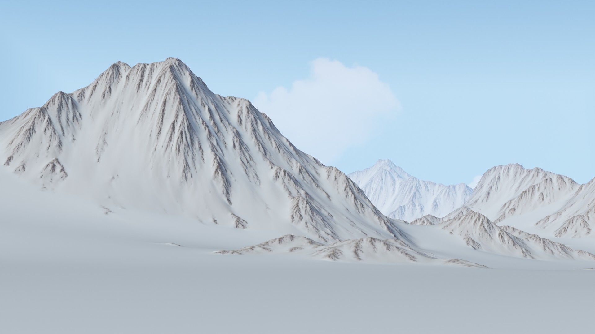 Snow Mountains Valley 3D model_4