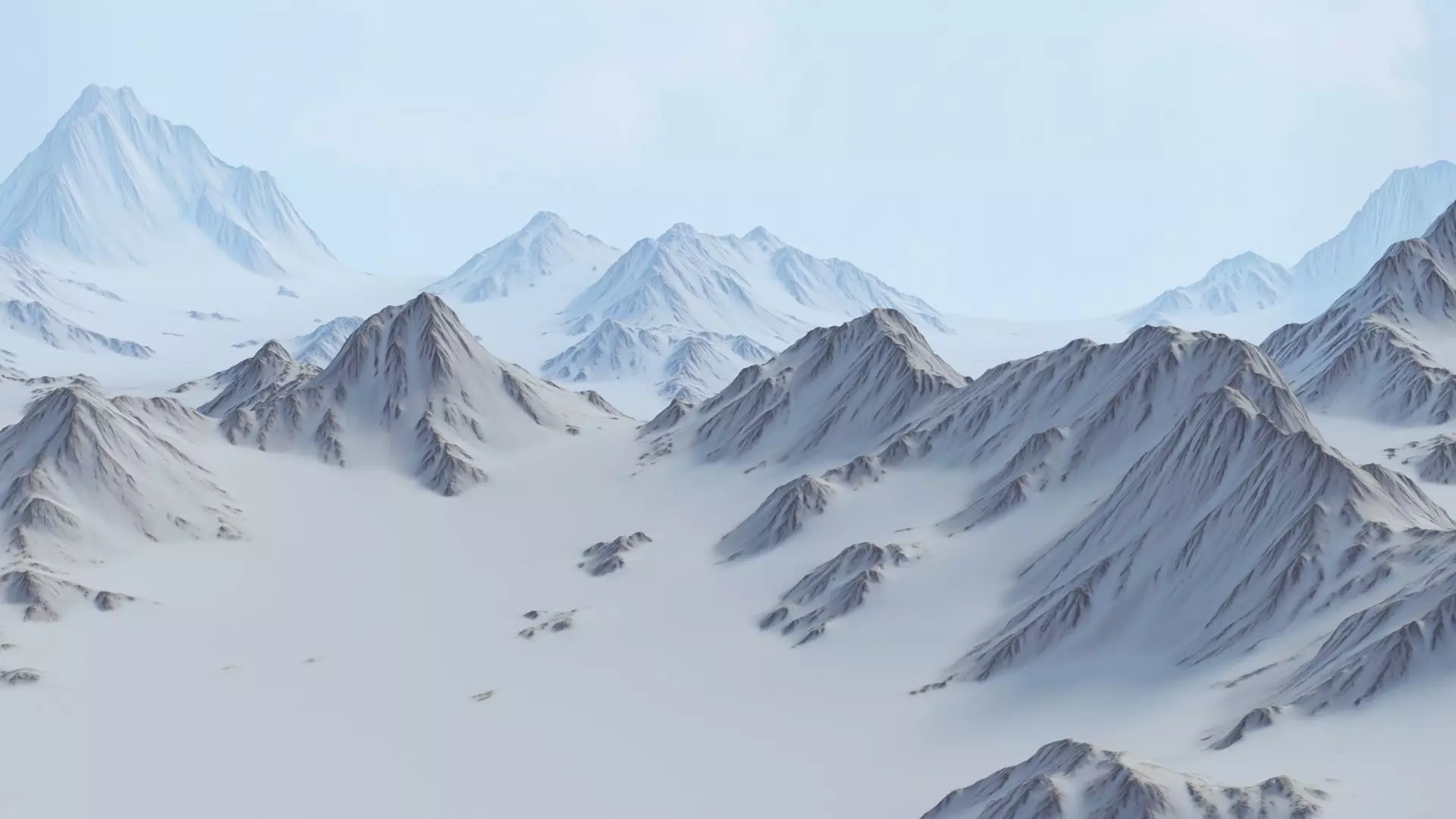 Snow Mountains Valley 3D model_0