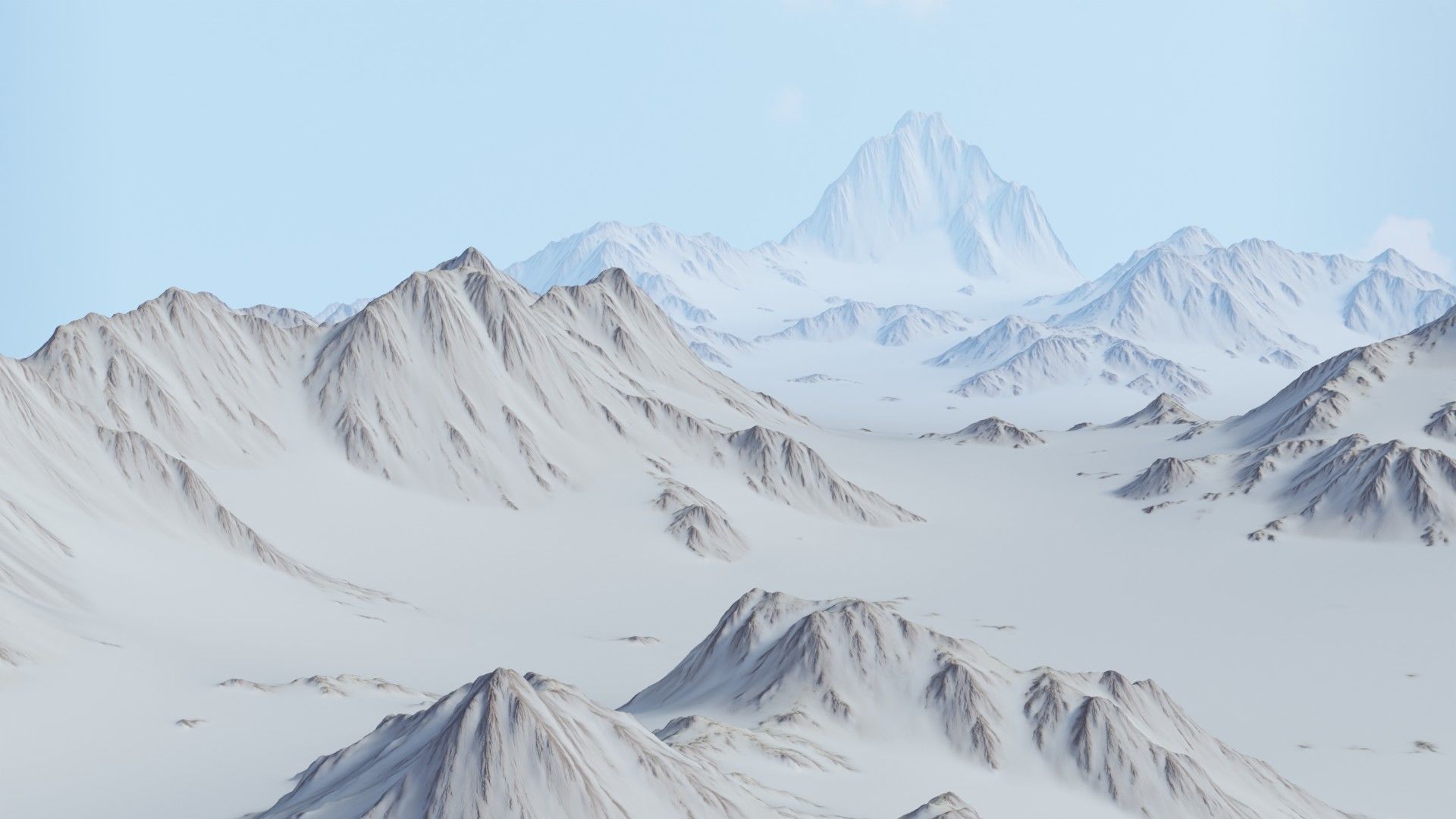 Snow Mountains Valley 3D model_9