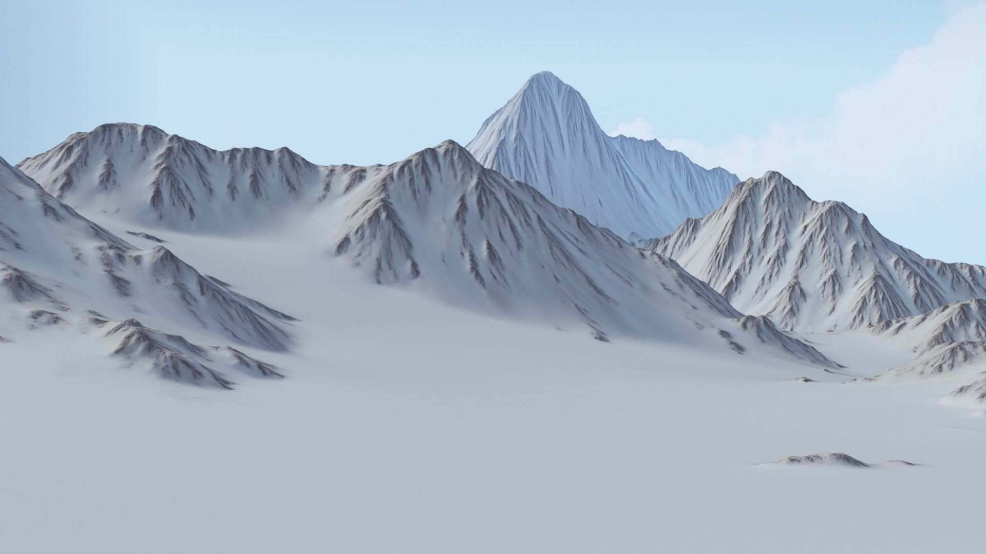 Snow Mountains Valley 3D model_10