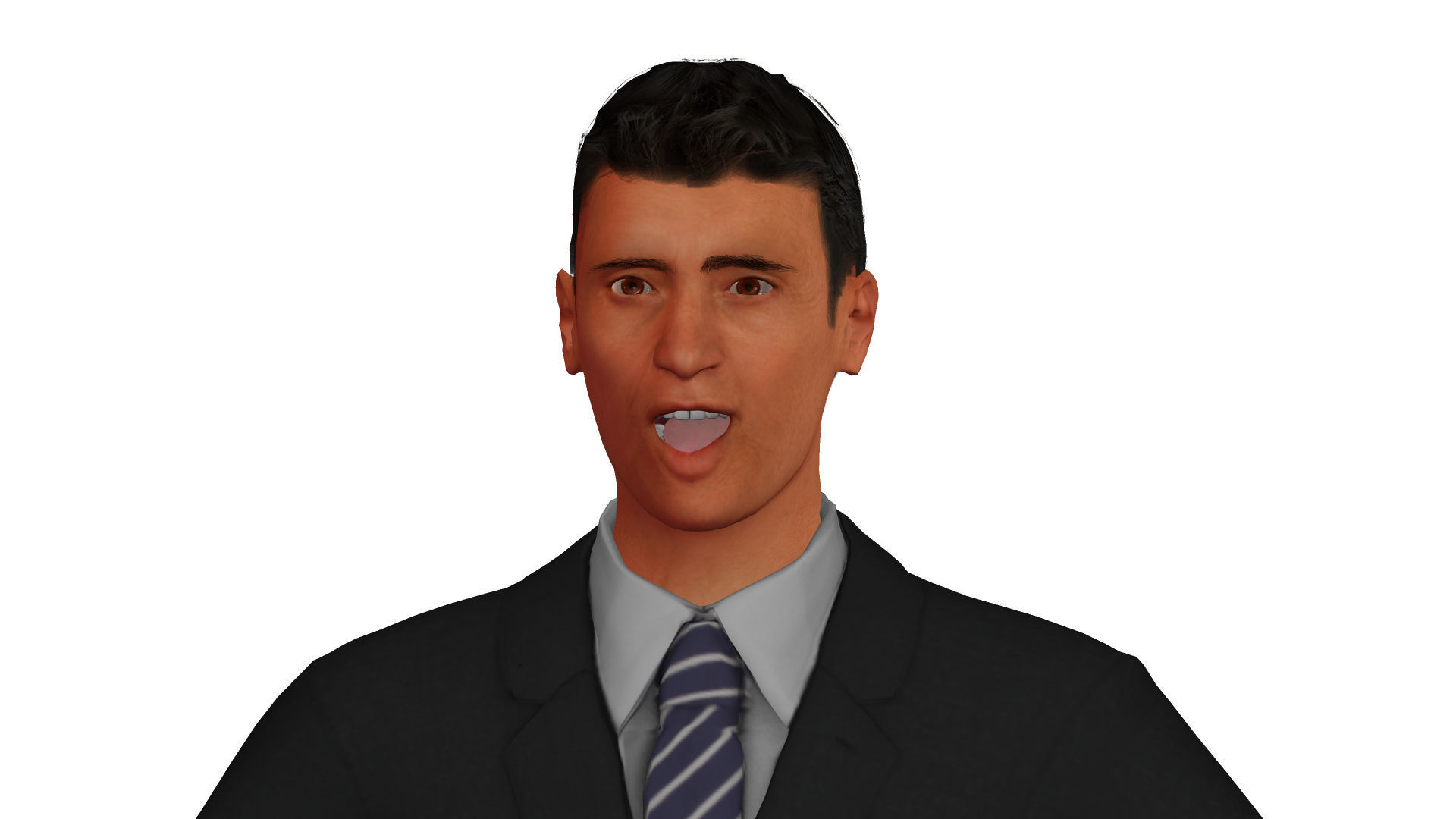 Man with suit Low-poly 3D model_1