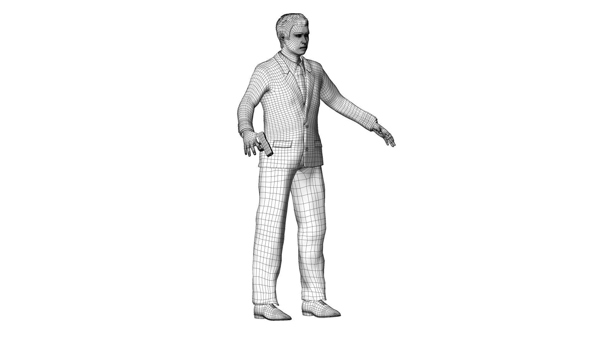 Man with suit Low-poly 3D model_10