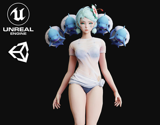 Ane Girl Low-poly 3D model