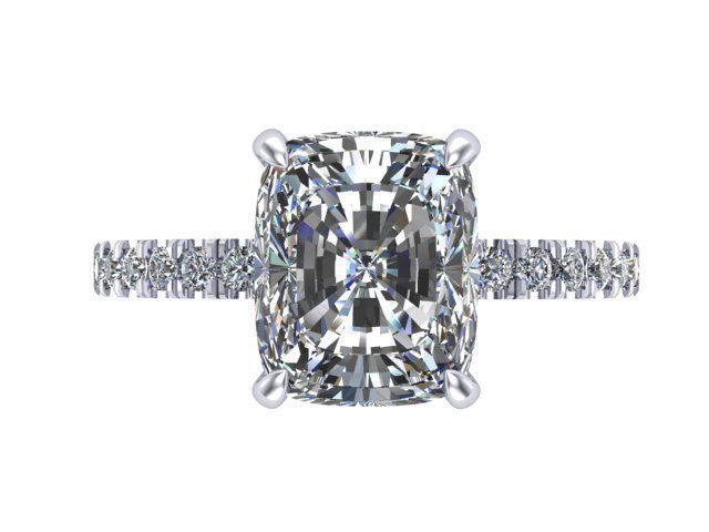 Emerald Cut Engagement Ring 3D print model_1