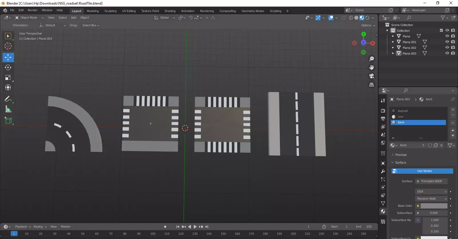 Road Tileset Free 3D model