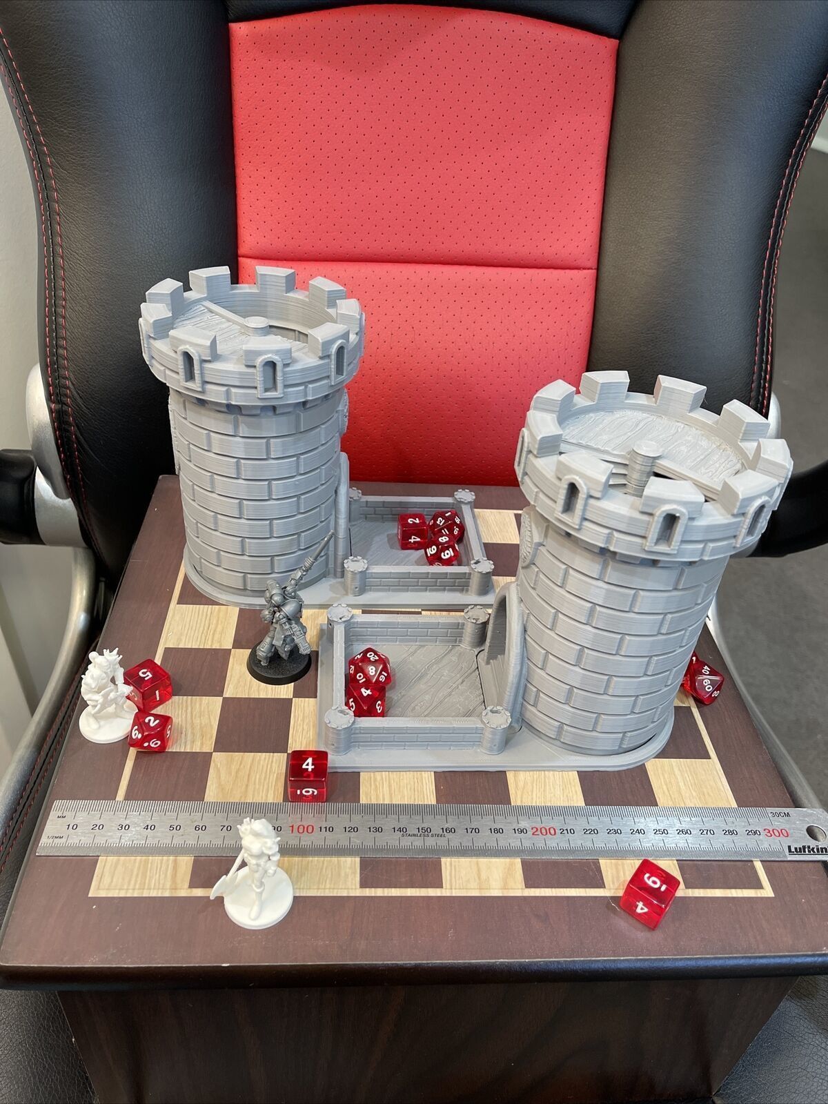 Dice Tower -  Wolf Castle - 15cm tall - roll dice thru staircase 3D print model_2
