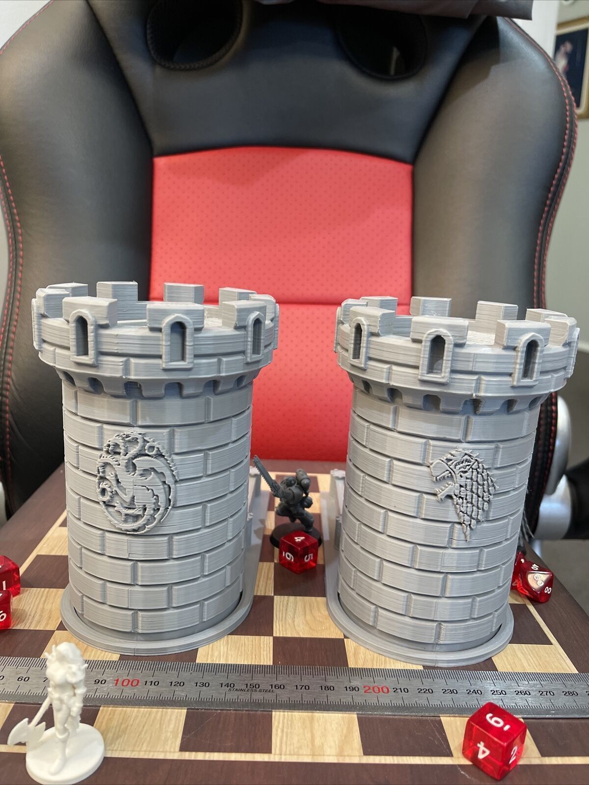 Dice Tower -  Wolf Castle - 15cm tall - roll dice thru staircase 3D print model_1