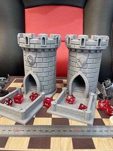 Dice Tower -  Wolf Castle - 15cm tall - roll dice thru staircase 3D print model