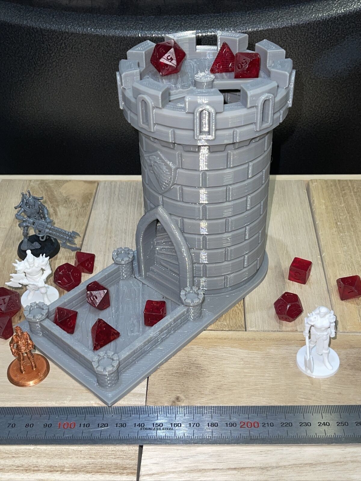 Dice Tower -  Wolf Castle - 15cm tall - roll dice thru staircase 3D print model_4