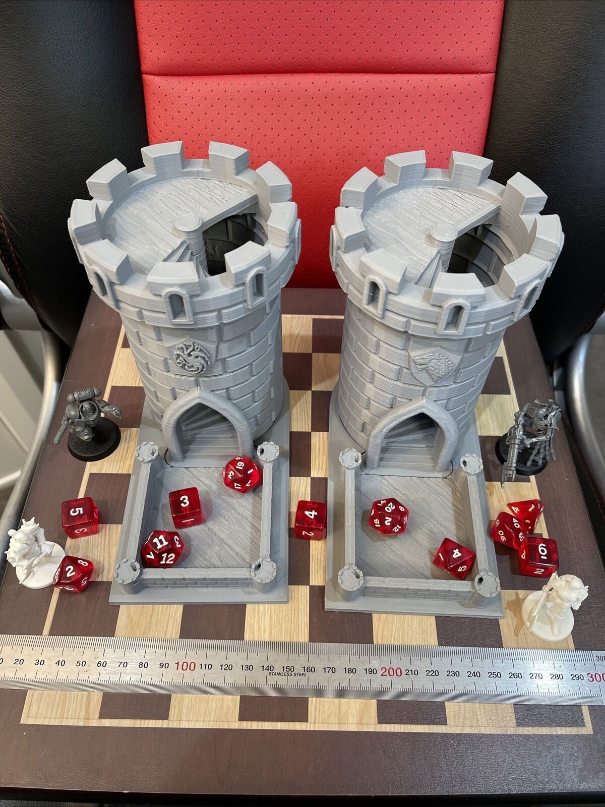 Dice Tower -  Wolf Castle - 15cm tall - roll dice thru staircase 3D print model_7