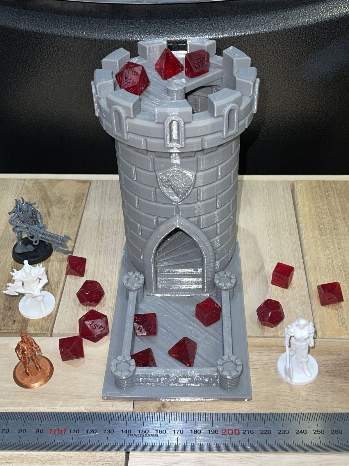 Dice Tower -  Wolf Castle - 15cm tall - roll dice thru staircase 3D print model_3