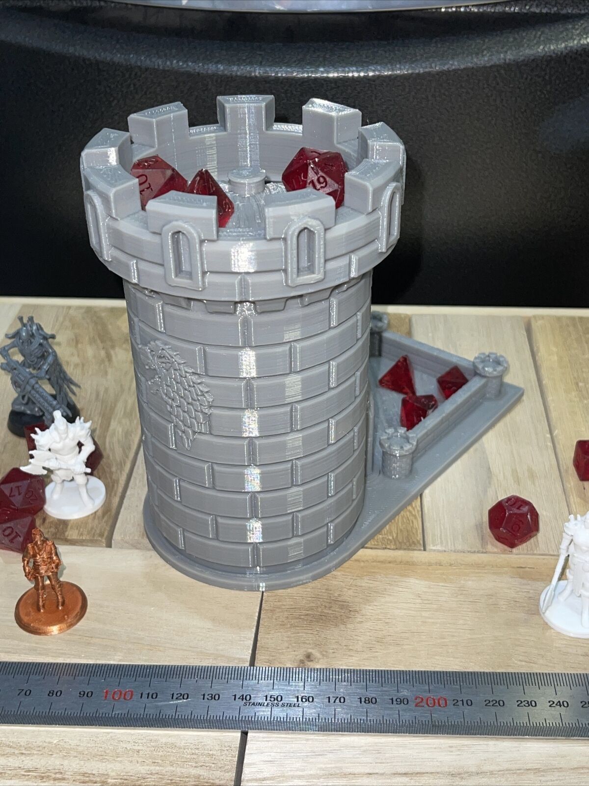 Dice Tower -  Wolf Castle - 15cm tall - roll dice thru staircase 3D print model_5