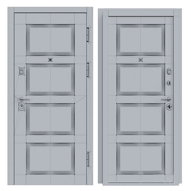 Modern front door 3D model_1