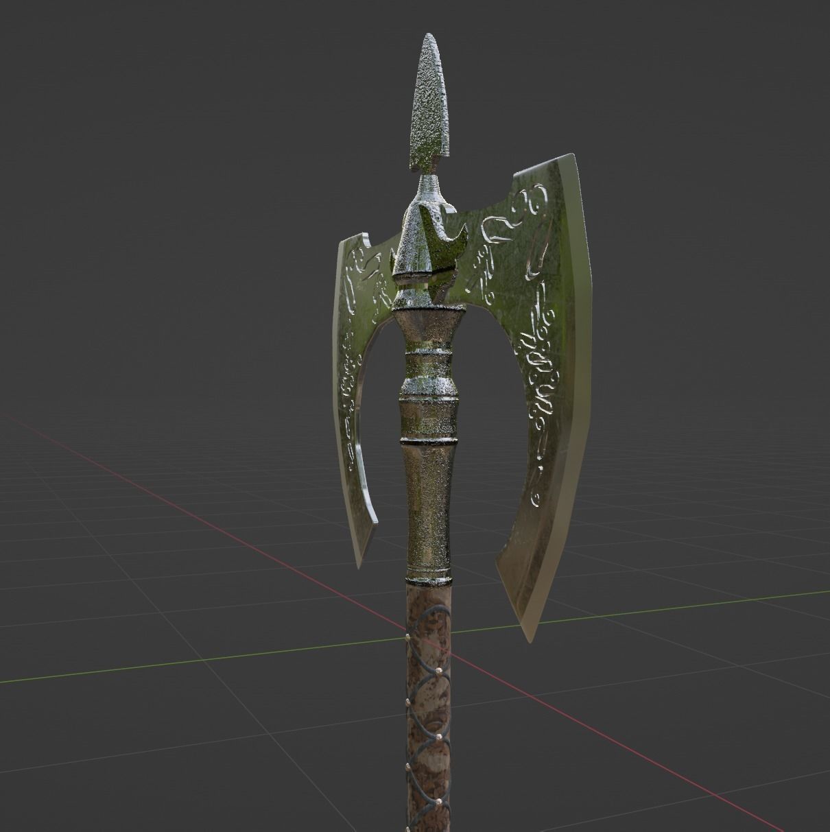 Double Medieval Axe - Medieval weapons 3D model_3