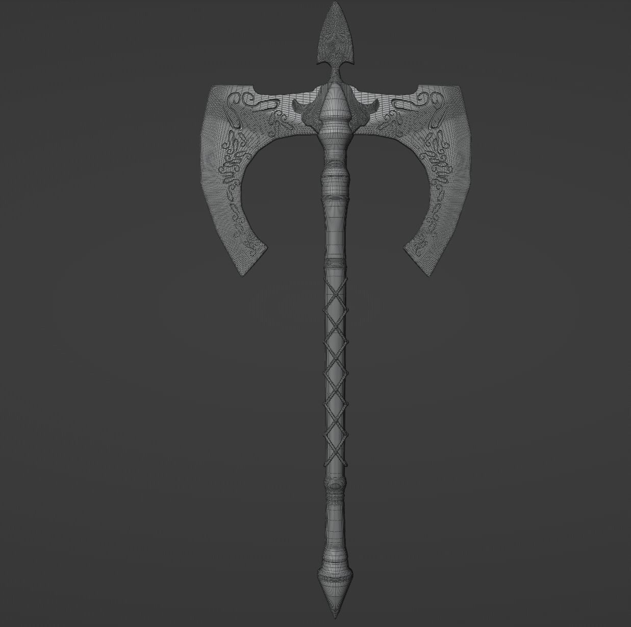 Double Medieval Axe - Medieval weapons 3D model_6