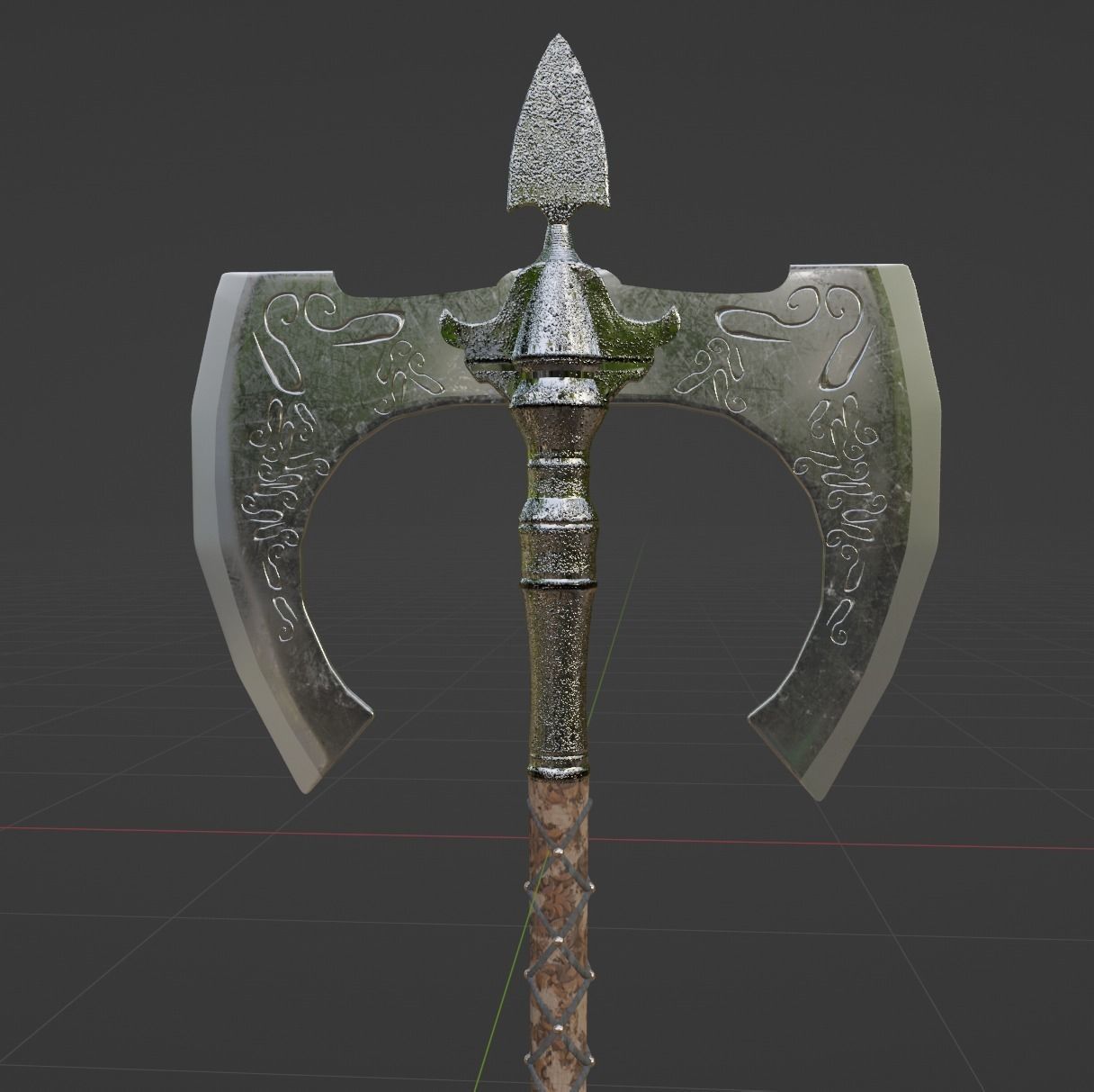Double Medieval Axe - Medieval weapons 3D model_1