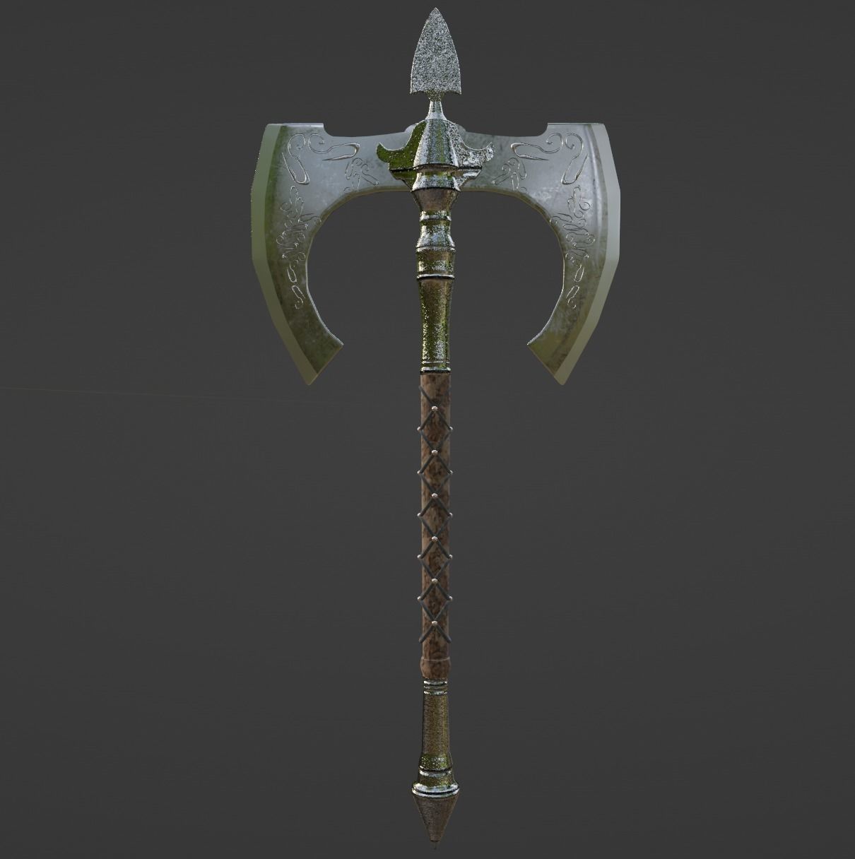 Double Medieval Axe - Medieval weapons 3D model_5
