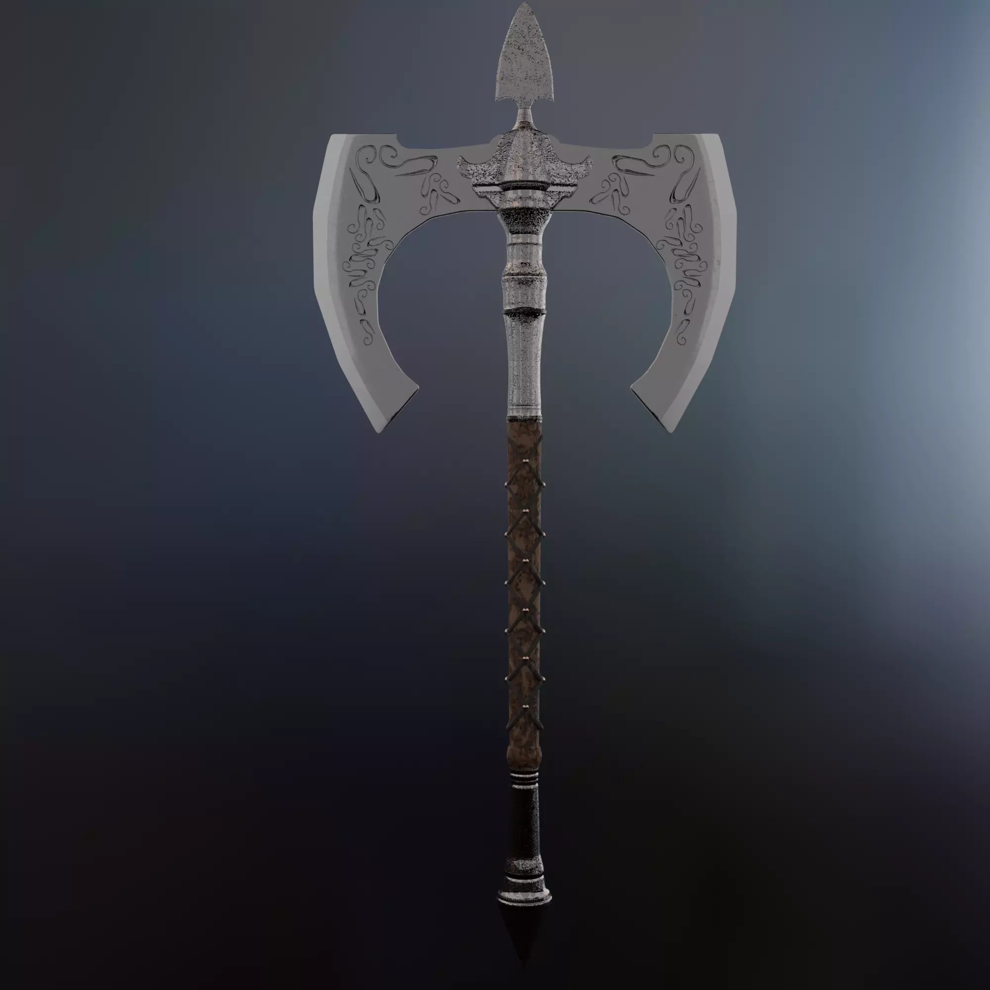 Double Medieval Axe - Medieval weapons 3D model_0