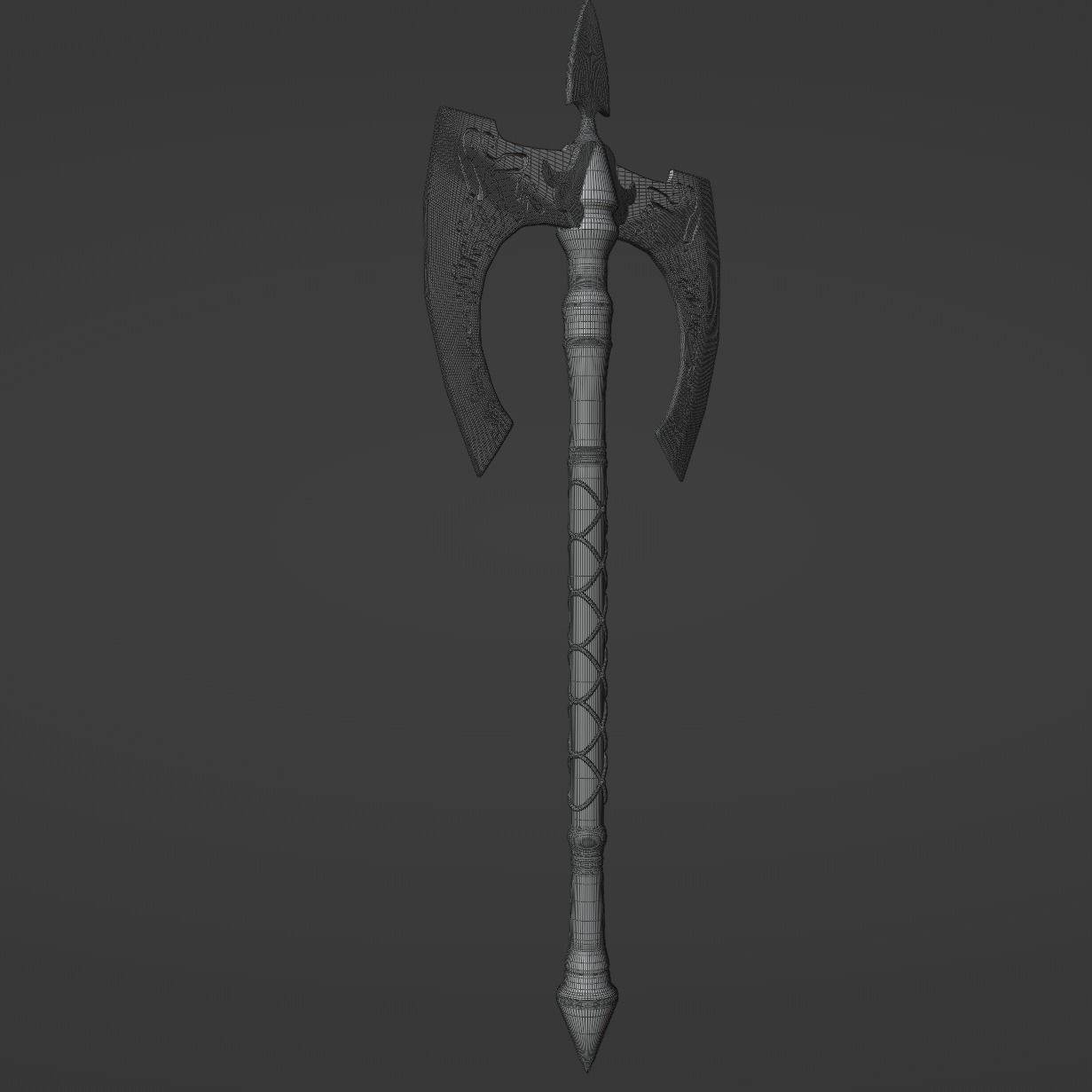 Double Medieval Axe - Medieval weapons 3D model_7
