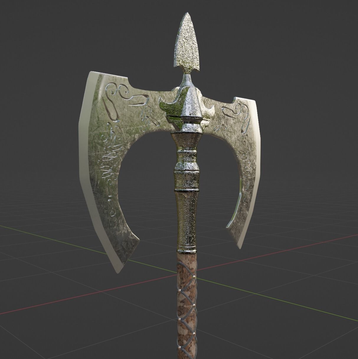 Double Medieval Axe - Medieval weapons 3D model_2