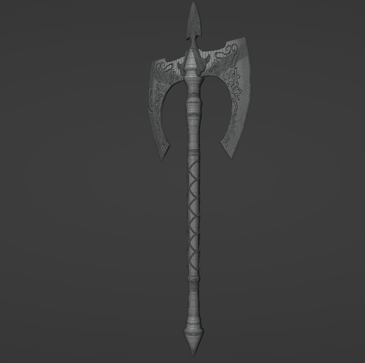 Double Medieval Axe - Medieval weapons 3D model_9
