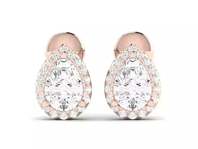 Women Pear Stone Earrings 3dm render detail