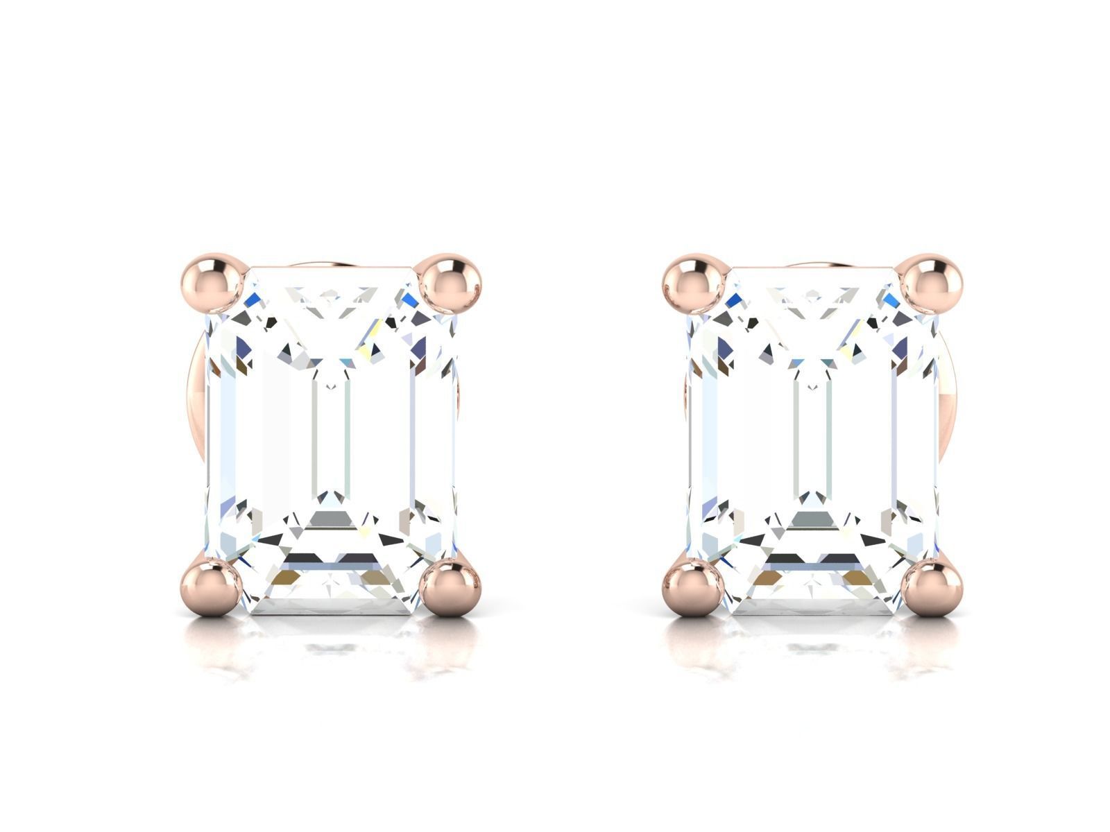 Diamond Stud Princess Stone Earrings 3dmodel 3D print model_19