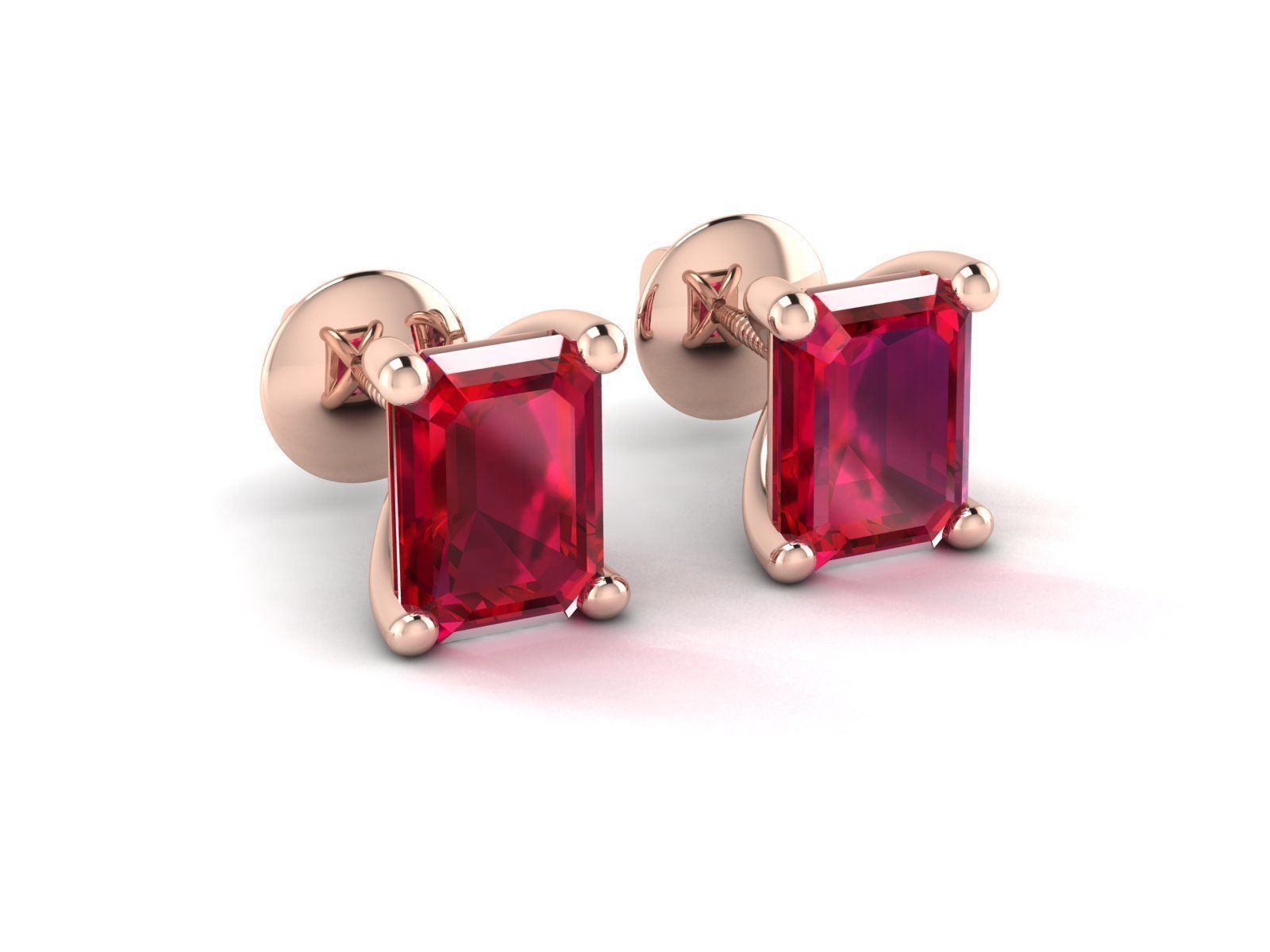 Diamond Stud Princess Stone Earrings 3dmodel 3D print model_4