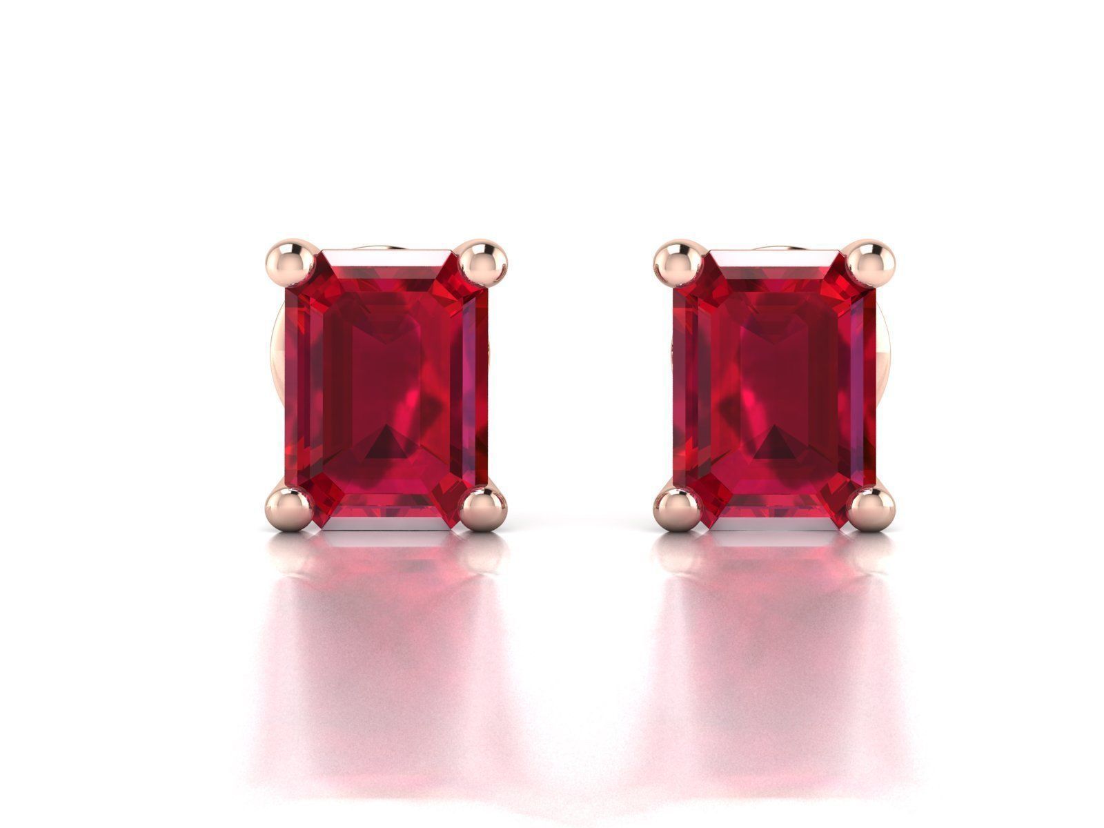Diamond Stud Princess Stone Earrings 3dmodel 3D print model_15