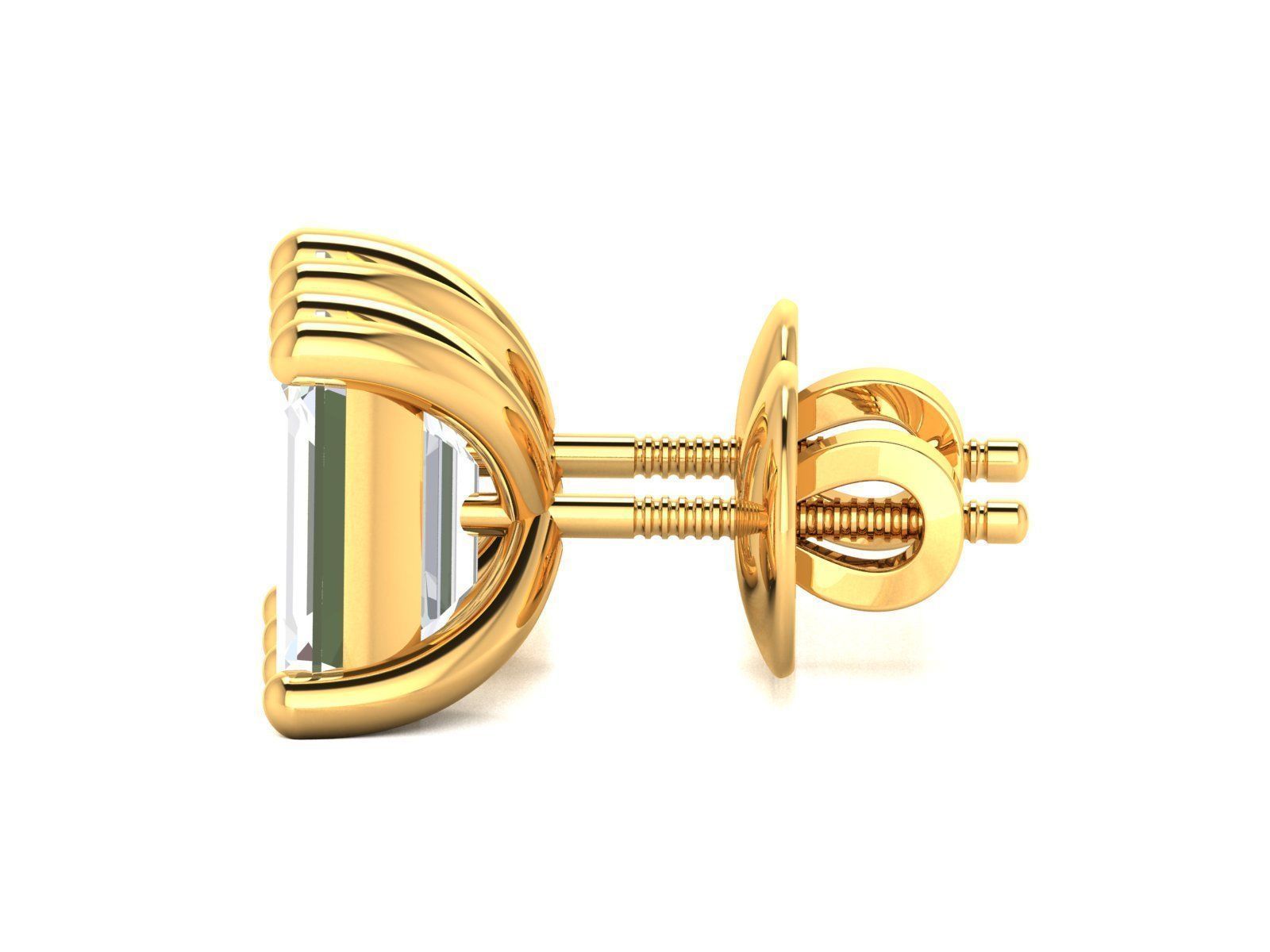 Diamond Stud Princess Stone Earrings 3dmodel 3D print model_37