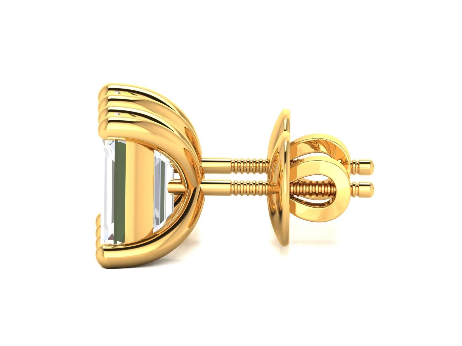Diamond Stud Princess Stone Earrings 3dmodel 3D print model_38