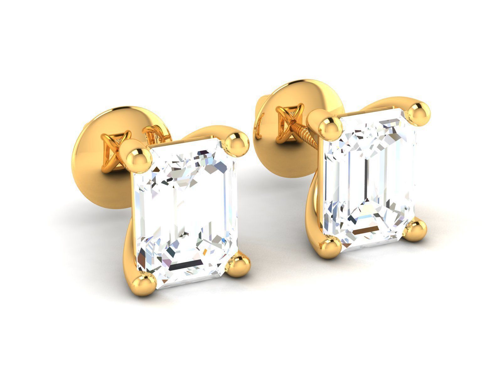Diamond Stud Princess Stone Earrings 3dmodel 3D print model_1