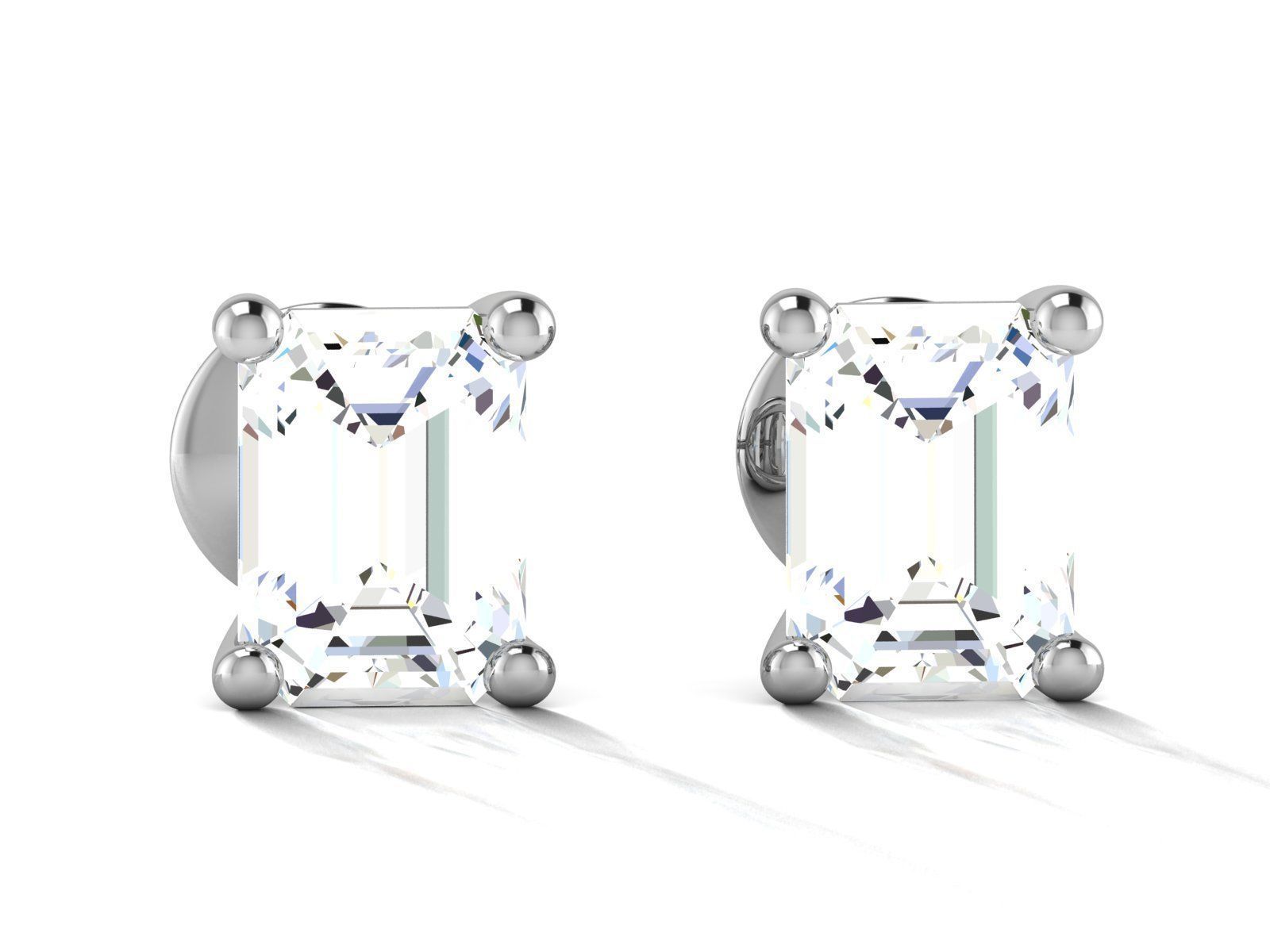 Diamond Stud Princess Stone Earrings 3dmodel 3D print model_30
